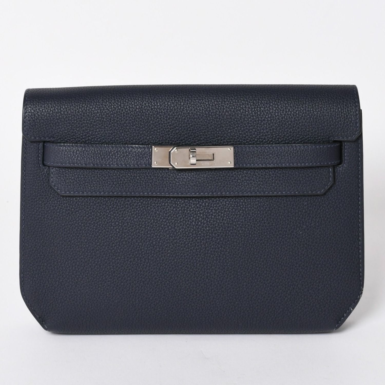 Hermes Clutch Kelly Depeches 25 Bleu Nuit Silver
