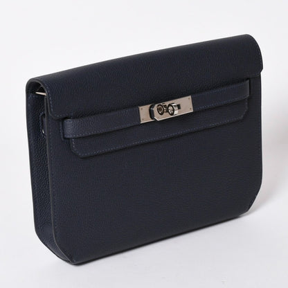 Hermes Clutch Kelly Depeches 25 Bleu Nuit Silver — view 3