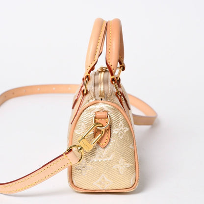 Louis Vuitton Hand Shoulder Bag Monogram Jacquard Nano Speedy Gold Beige — view 5