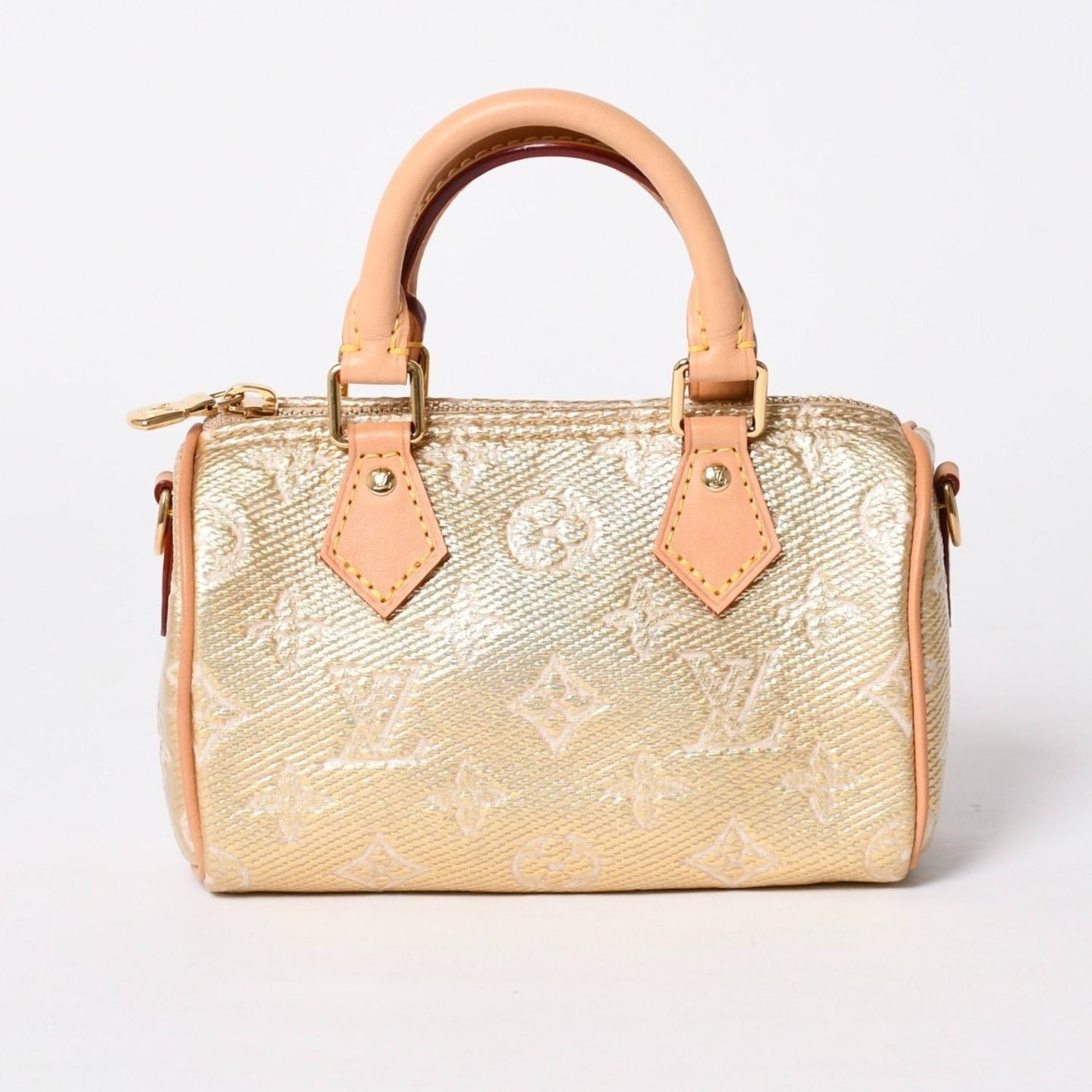 Louis Vuitton Hand Shoulder Bag Monogram Jacquard Nano Speedy Gold Beige — view 2