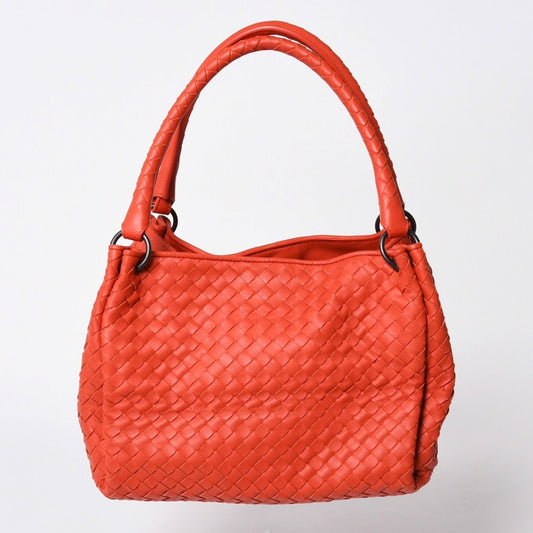 Bottega Veneta Handbag Intrecciato Red Matt Black
