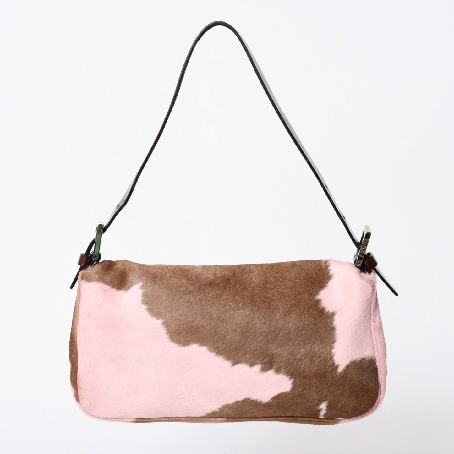 Fendi Mamma Baguette Bag Calf Hair Pink Brown — view 2