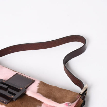Fendi Mamma Baguette Bag Calf Hair Pink Brown — view 6