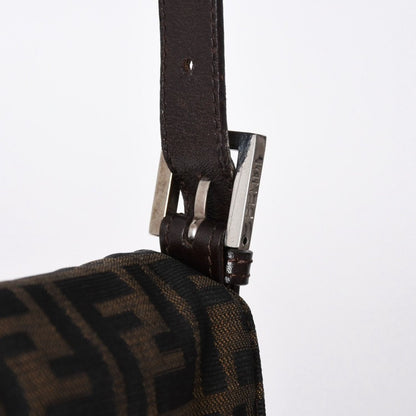 Fendi Shoulder Bag Cross Mamma Baguette Zucca Pattern Brown Silver — view 6