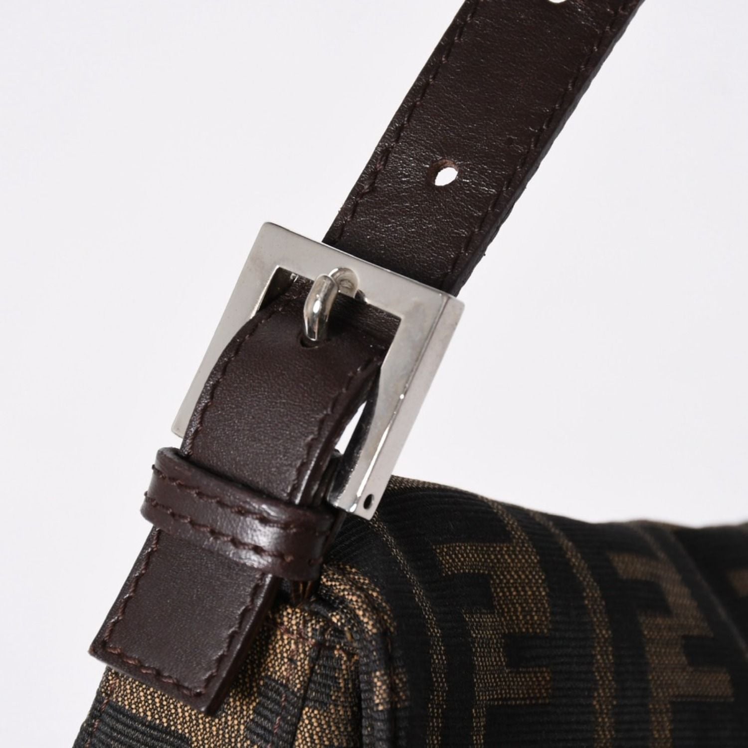 Fendi Shoulder Bag Cross Mamma Baguette Zucca Pattern Brown Silver — view 4