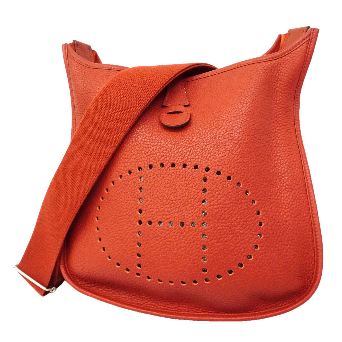 Hermes Shoulder Bag Evelyne 3 PM Taurillon Clemence Rouge Kazak Silver