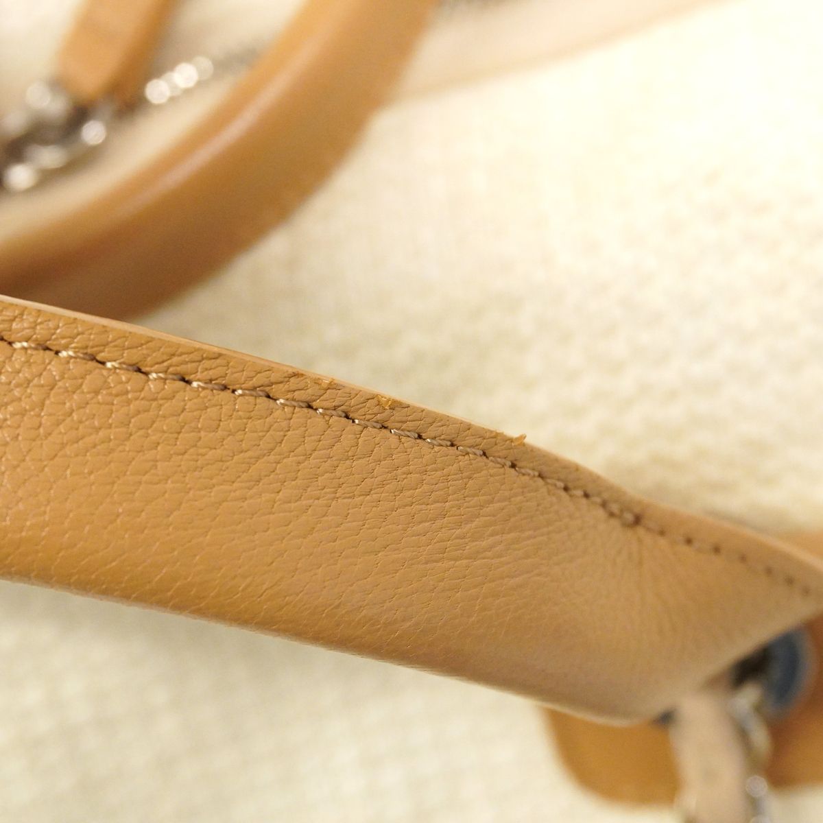 Chanel Handbag Deauville Canvas Ivory Beige Silver 2-Way Back — view 6