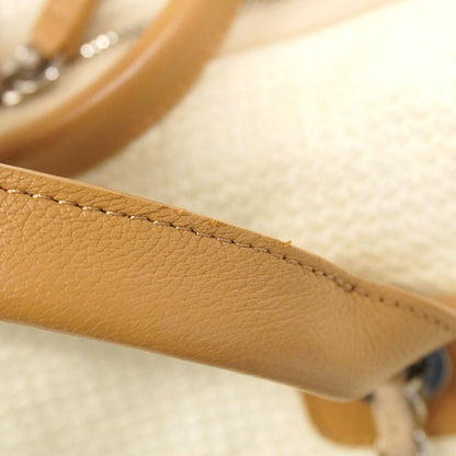 Chanel Handbag Deauville Canvas Ivory Beige Silver 2-Way Back — view 6