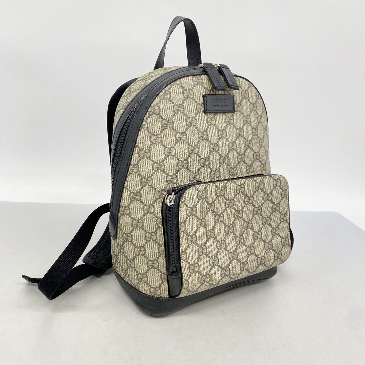 Gucci Backpack GG Supreme Brown Black Silver — view 2