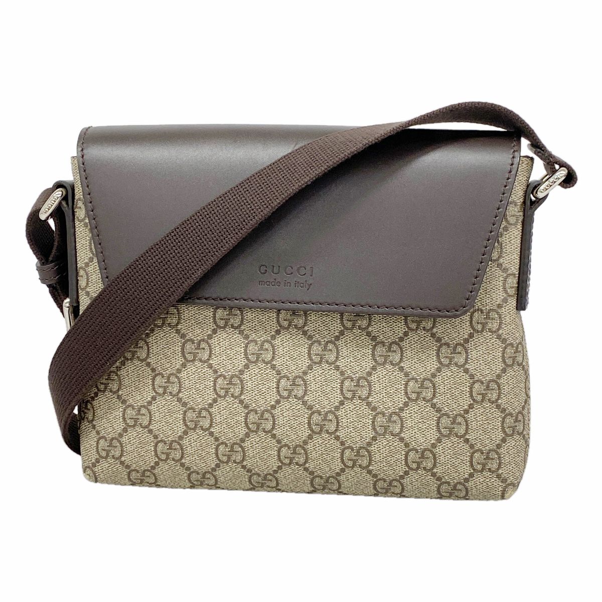 Gucci Shoulder Bag GG Supreme Brown Silver