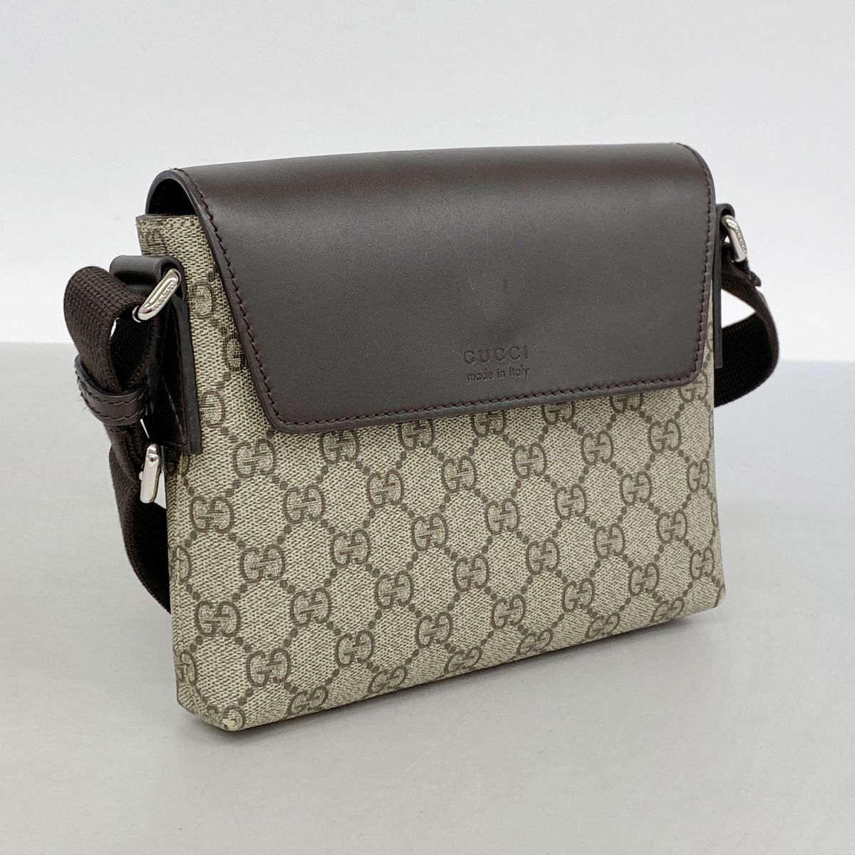 Gucci Shoulder Bag GG Supreme Brown Silver — view 2