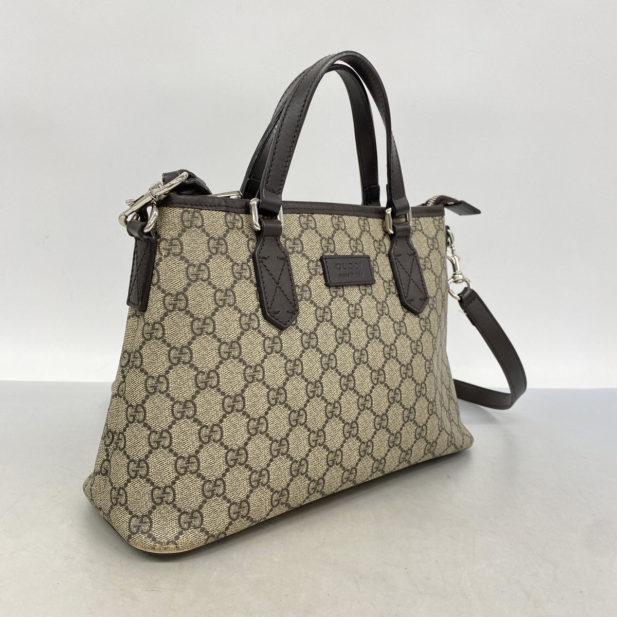 Gucci Handbag GG Supreme Brown Silver 2-Way Bag — view 2