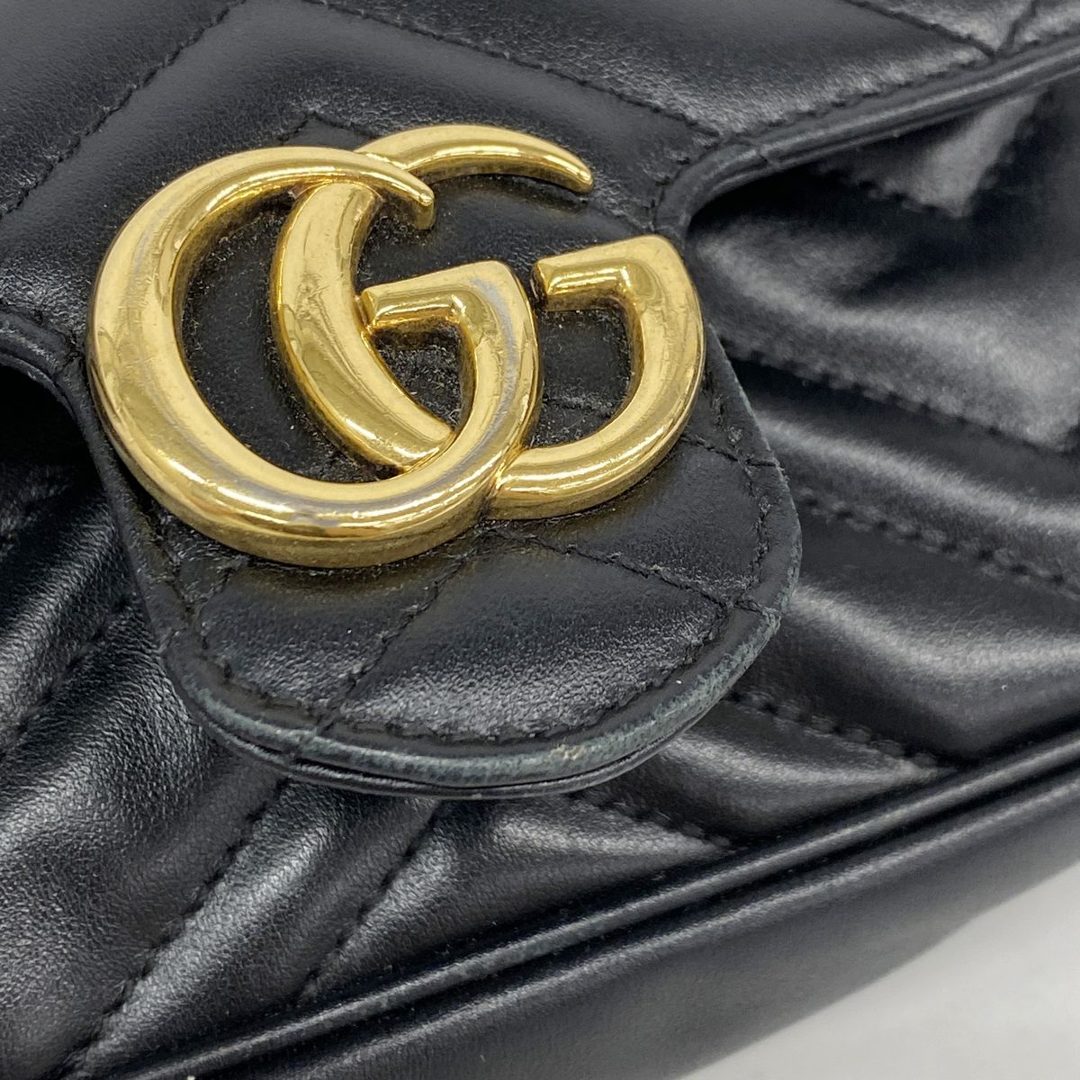Gucci Shoulder Bag GG Marmont Leather Black Gold — view 7