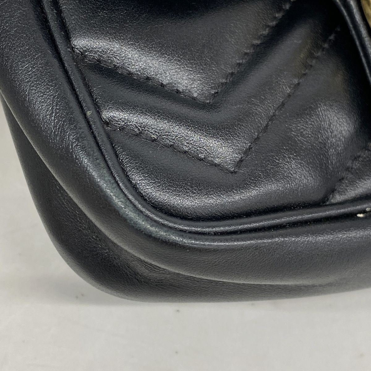 Gucci Shoulder Bag GG Marmont Leather Black Gold — view 6