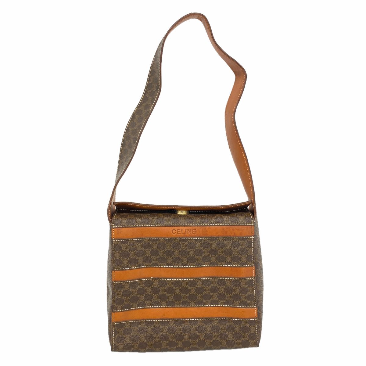 Celine Shoulder Bag Macadam Brown Gold