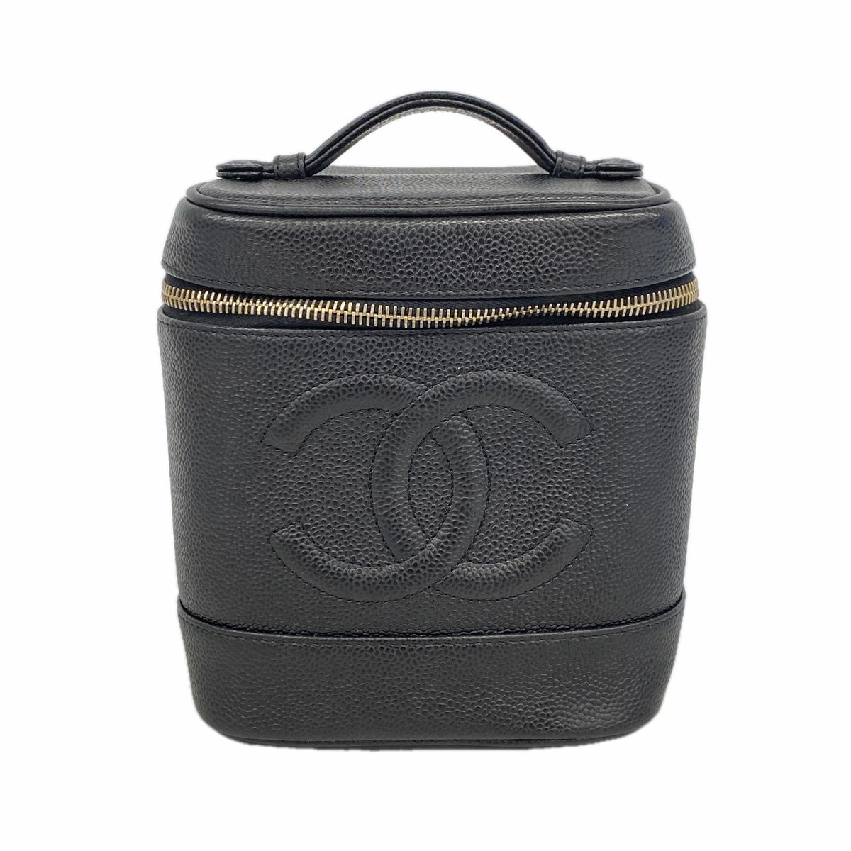 Chanel Vanity Bag Caviar Leather Black Gold