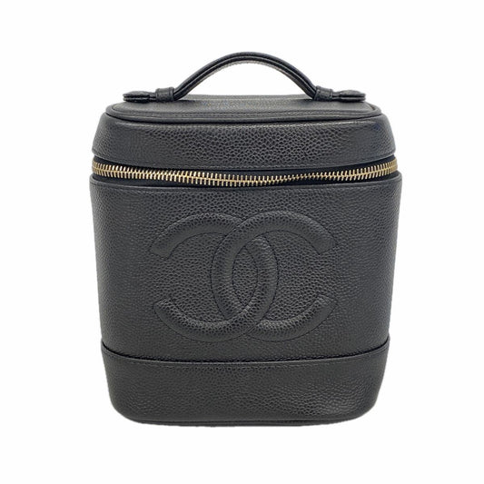Chanel Vanity Bag Caviar Leather Black Gold