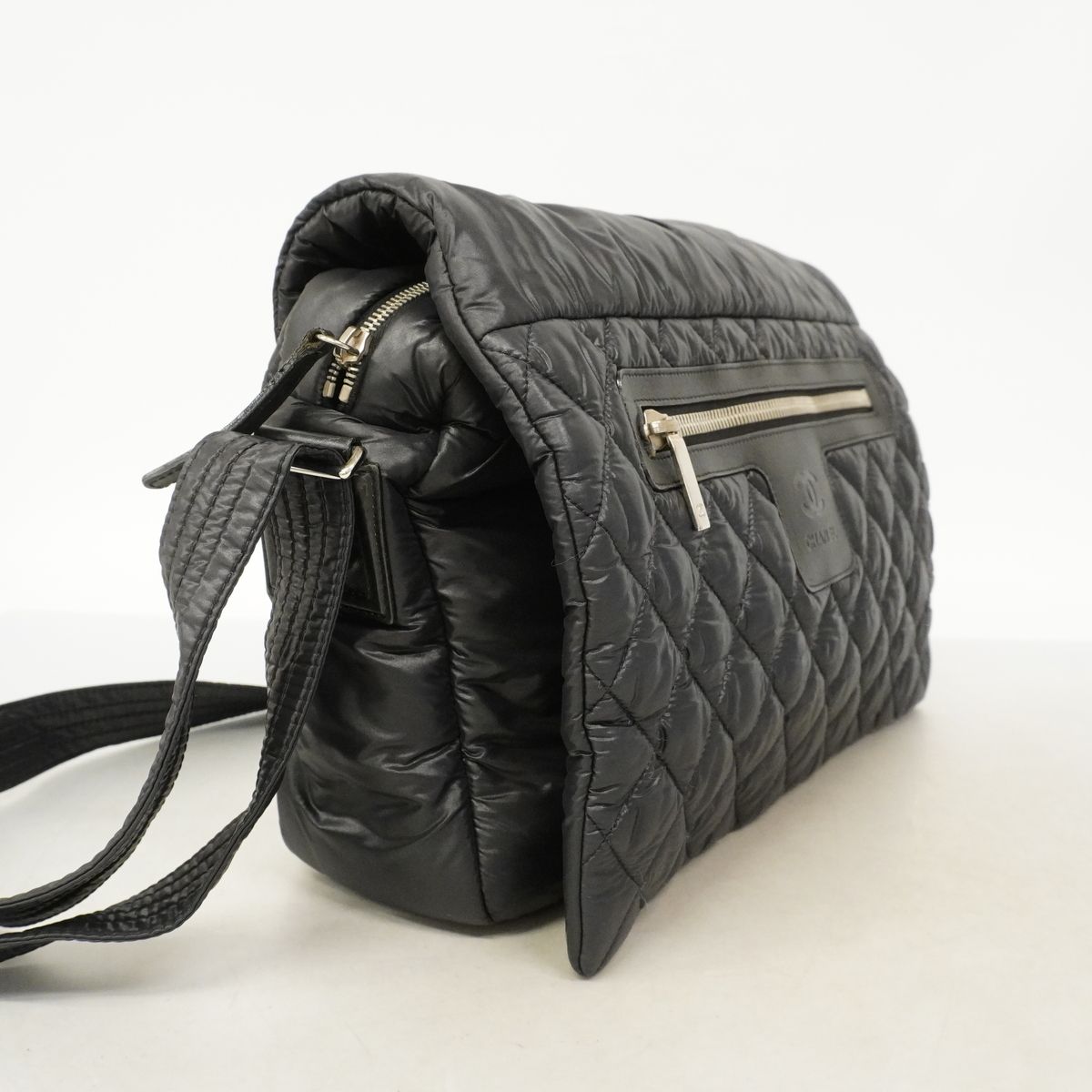 Chanel Shoulder Bag Coco Cocoon Nylon Black Silver — view 2