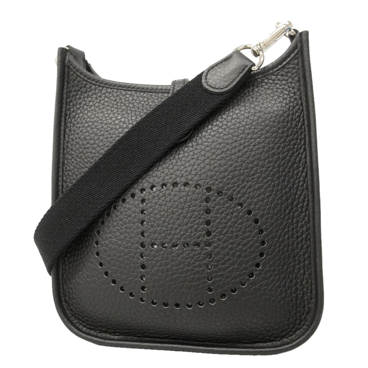 Hermes Shoulder Bag Evelyne TPM Taurillon Clemence Black Silver