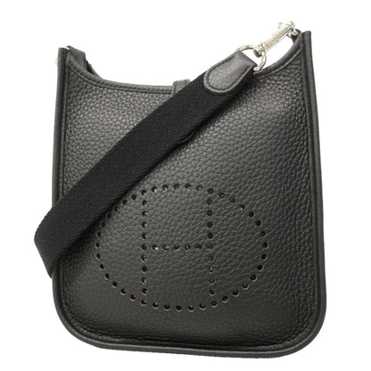 Hermes Shoulder Bag Evelyne TPM Taurillon Clemence Black Silver