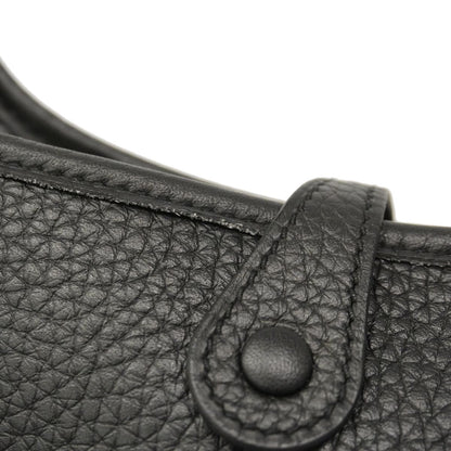 Hermes Shoulder Bag Evelyne TPM Taurillon Clemence Black Silver — view 6