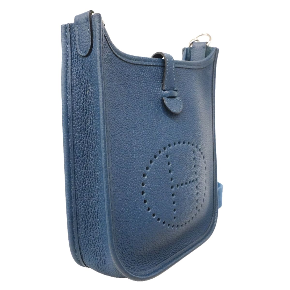 Hermes Shoulder Bag Evelyne TPM Taurillon Clemence Deep Blue Silver — view 2