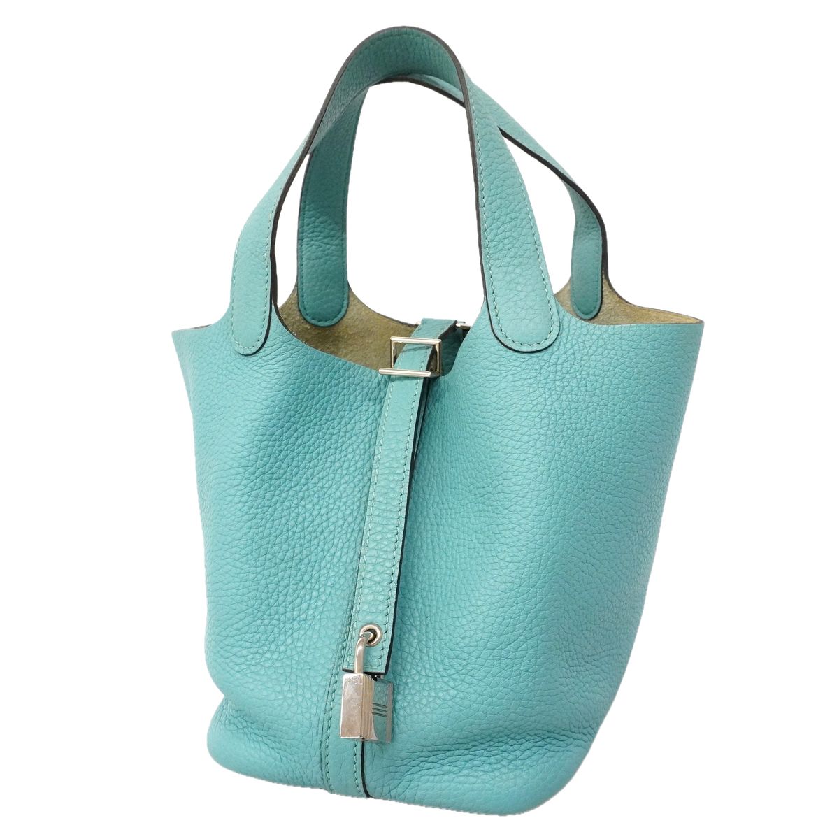 Hermes Handbag Picotin Lock PM Taurillon Clemence Blue Ator Silver