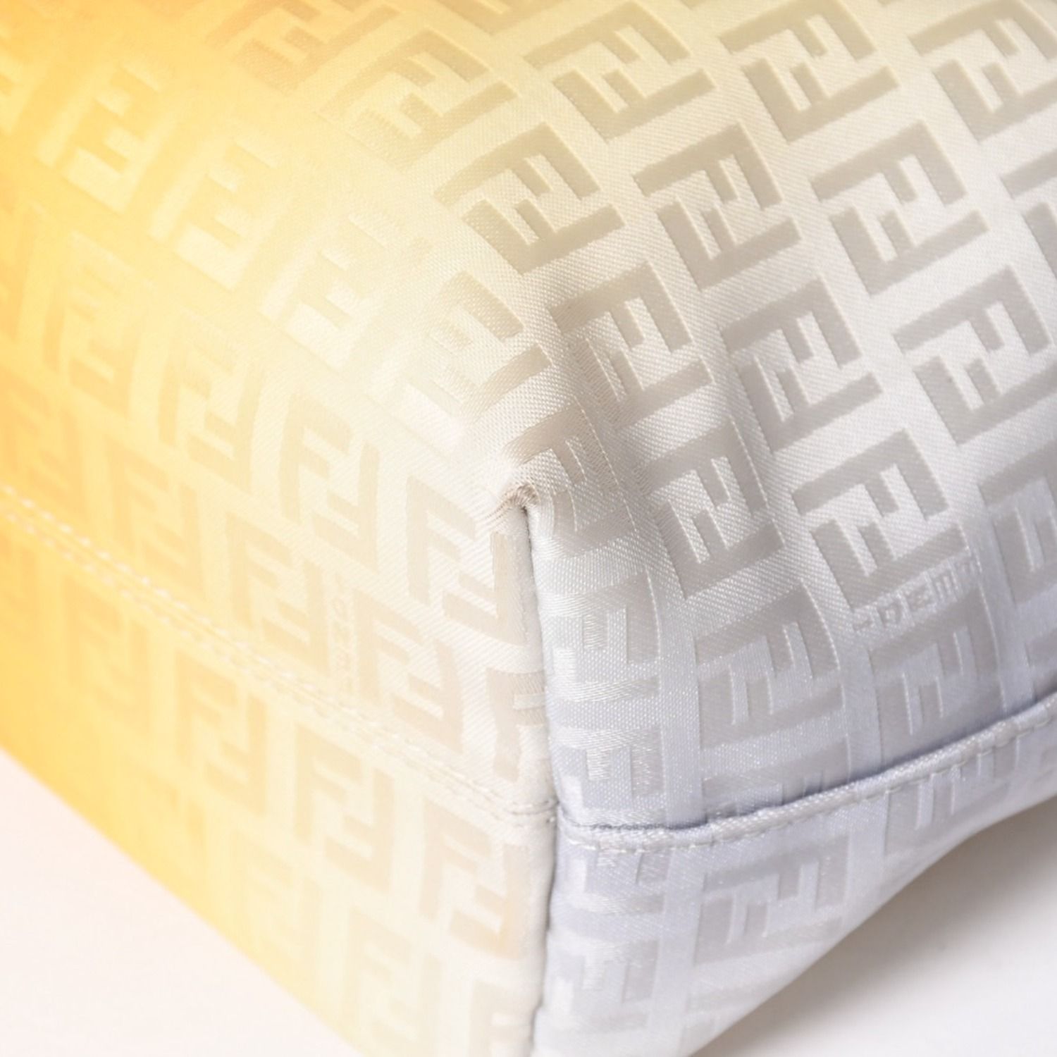 Fendi Zucchino FF Logo Tote Bag Canvas Leather Gray Yellow — view 8