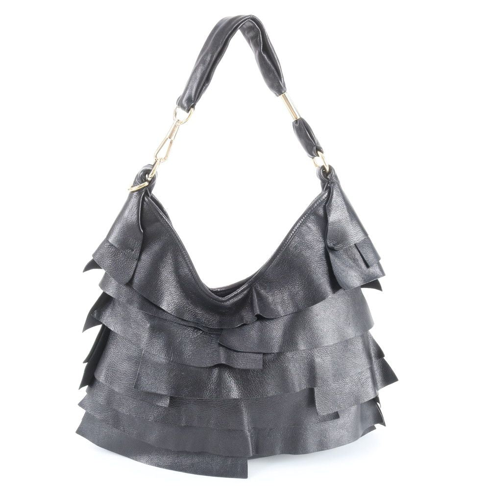 Saint Laurent YSL Tropez Ruffle Leather Shoulder Bag — view 3