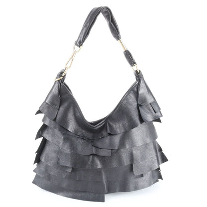 Saint Laurent YSL Tropez Ruffle Leather Shoulder Bag — view 3