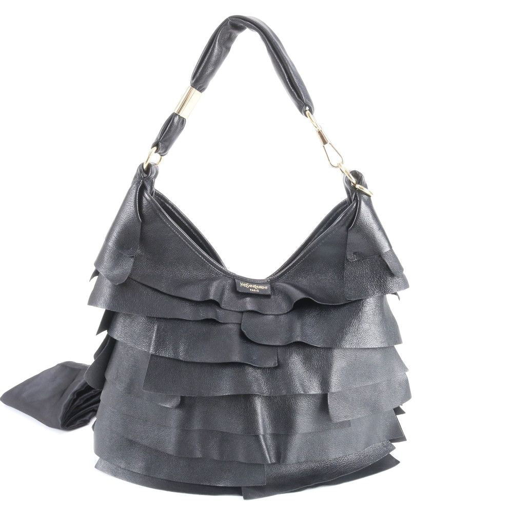 Saint Laurent YSL Tropez Ruffle Leather Shoulder Bag