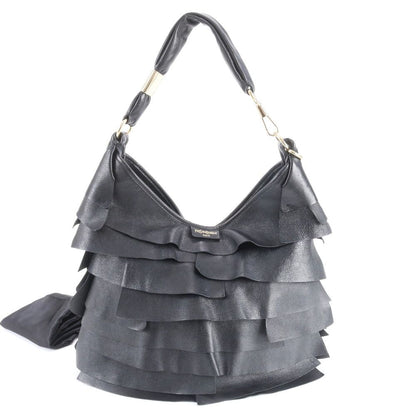 Saint Laurent YSL Tropez Ruffle Leather Shoulder Bag