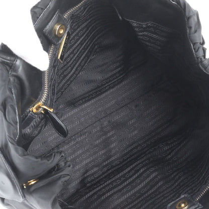 Prada Tessuto Nylon Triangle Logo Leather Tote Bag Shoulder Black — view 7