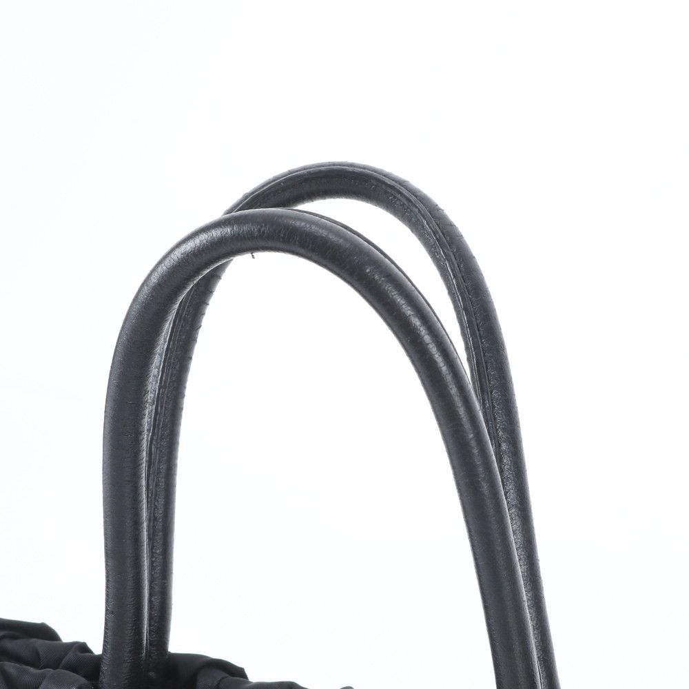 Prada Tessuto Nylon Triangle Logo Leather Tote Bag Shoulder Black — view 2