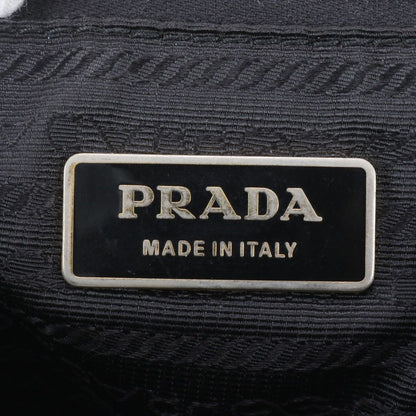 Prada Tessuto Nylon Triangle Logo Leather Tote Bag Shoulder Black — view 8