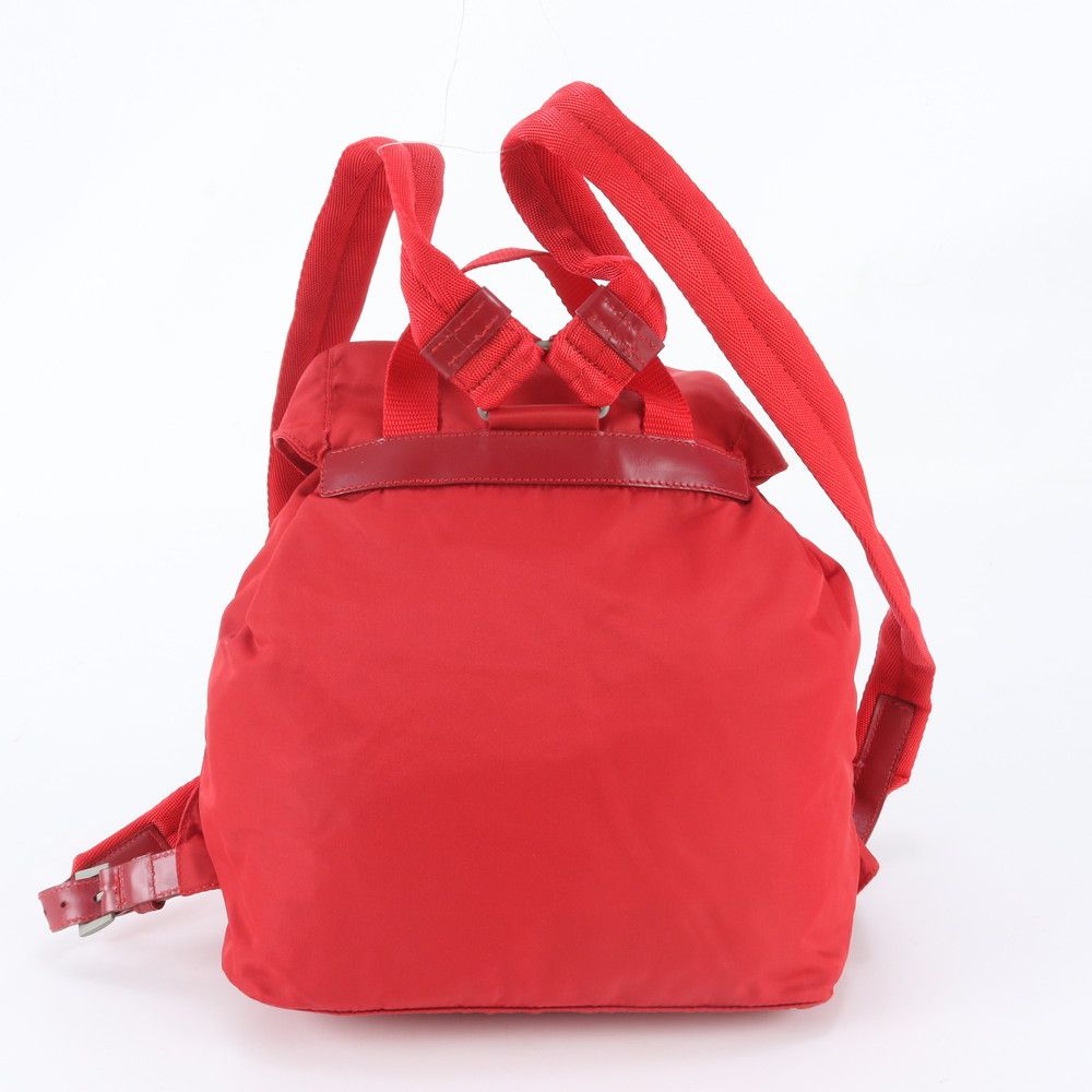 Prada White Tessuto Nylon Triangle Logo Leather Backpack — view 3