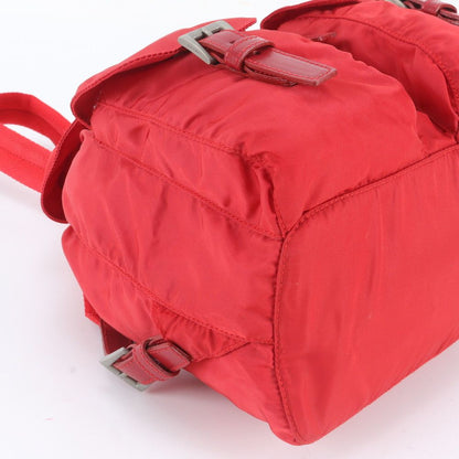 Prada White Tessuto Nylon Triangle Logo Leather Backpack — view 6