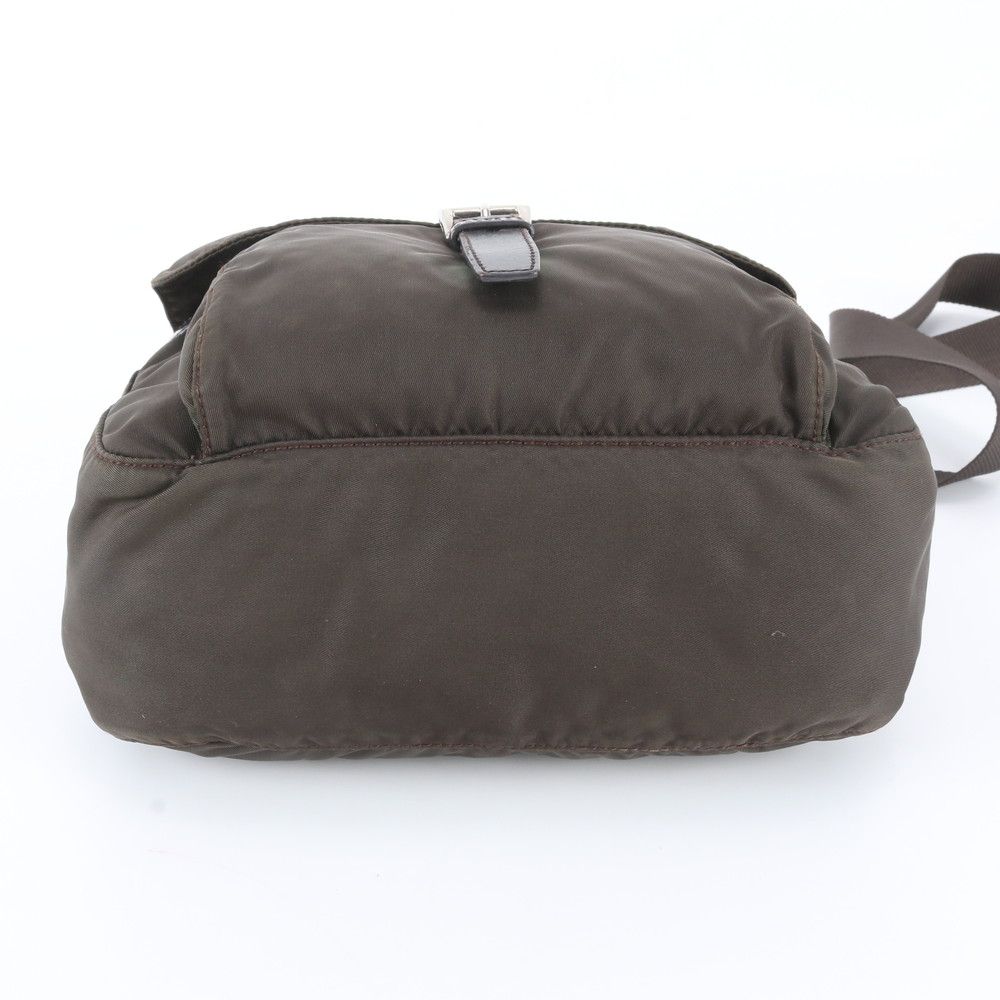 Prada Tessuto Nylon Triangle Logo Leather Shoulder Bag Crossbody Messenger — view 5