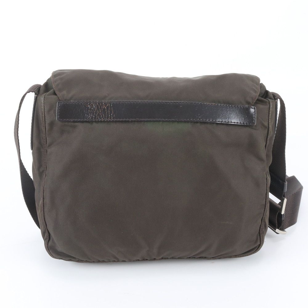 Prada Tessuto Nylon Triangle Logo Leather Shoulder Bag Crossbody Messenger — view 3