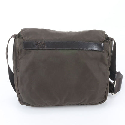 Prada Tessuto Nylon Triangle Logo Leather Shoulder Bag Crossbody Messenger — view 3