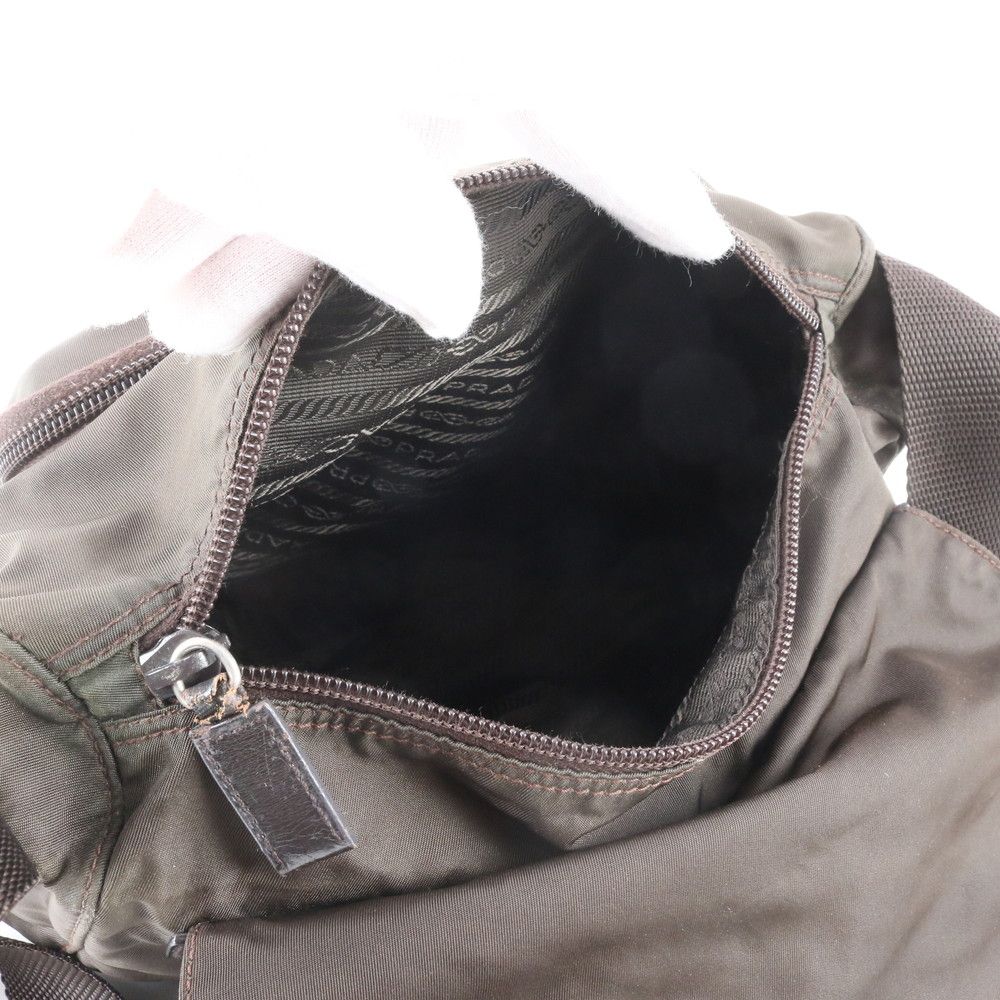 Prada Tessuto Nylon Triangle Logo Leather Shoulder Bag Crossbody Messenger — view 7