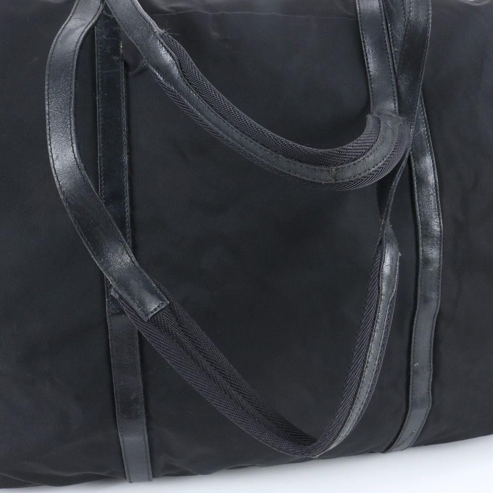 Prada White Tessuto Nylon Triangle Logo Leather Boston Bag — view 2
