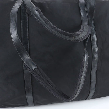 Prada White Tessuto Nylon Triangle Logo Leather Boston Bag — view 2