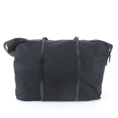 Prada White Tessuto Nylon Triangle Logo Leather Boston Bag — view 3