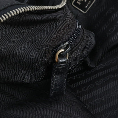 Prada White Tessuto Nylon Triangle Logo Leather Boston Bag — view 8