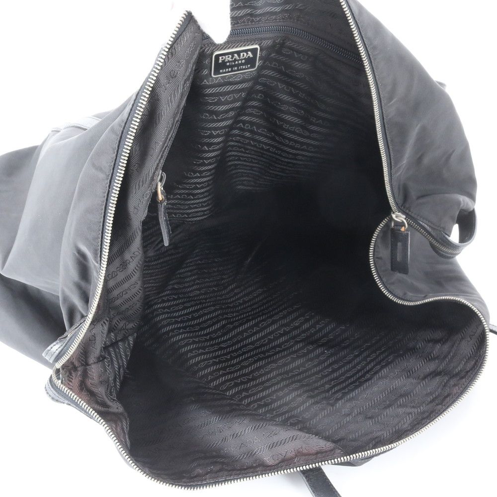 Prada White Tessuto Nylon Triangle Logo Leather Boston Bag — view 7