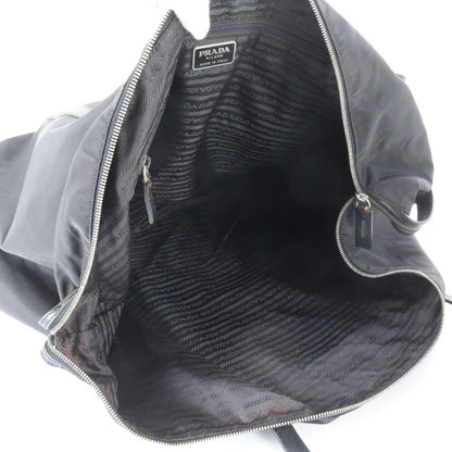Prada White Tessuto Nylon Triangle Logo Leather Boston Bag — view 7