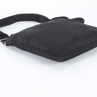 Prada Tessuto Nylon Triangle Logo Leather Shoulder Bag Crossbody Messenger Black — view 5