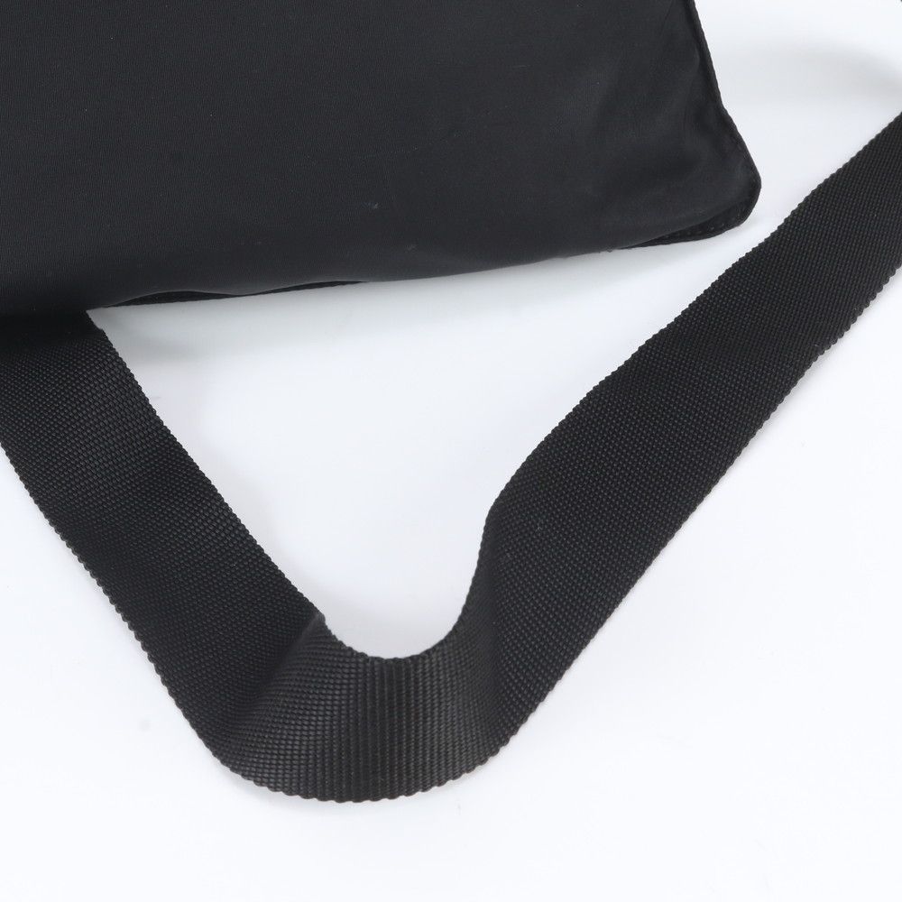 Prada Tessuto Nylon Triangle Logo Leather Shoulder Bag Crossbody Messenger Black — view 2