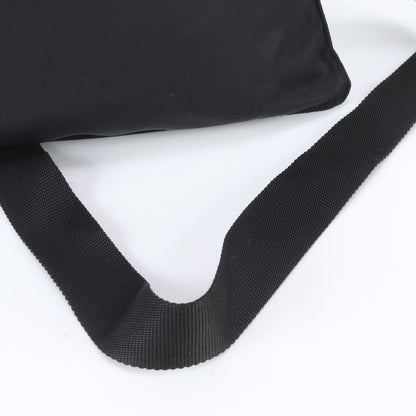 Prada Tessuto Nylon Triangle Logo Leather Shoulder Bag Crossbody Messenger Black — view 2